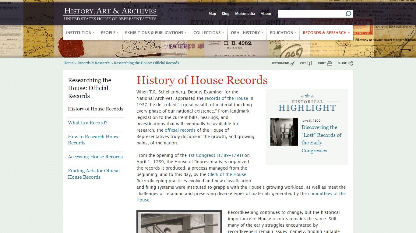 History of House Records